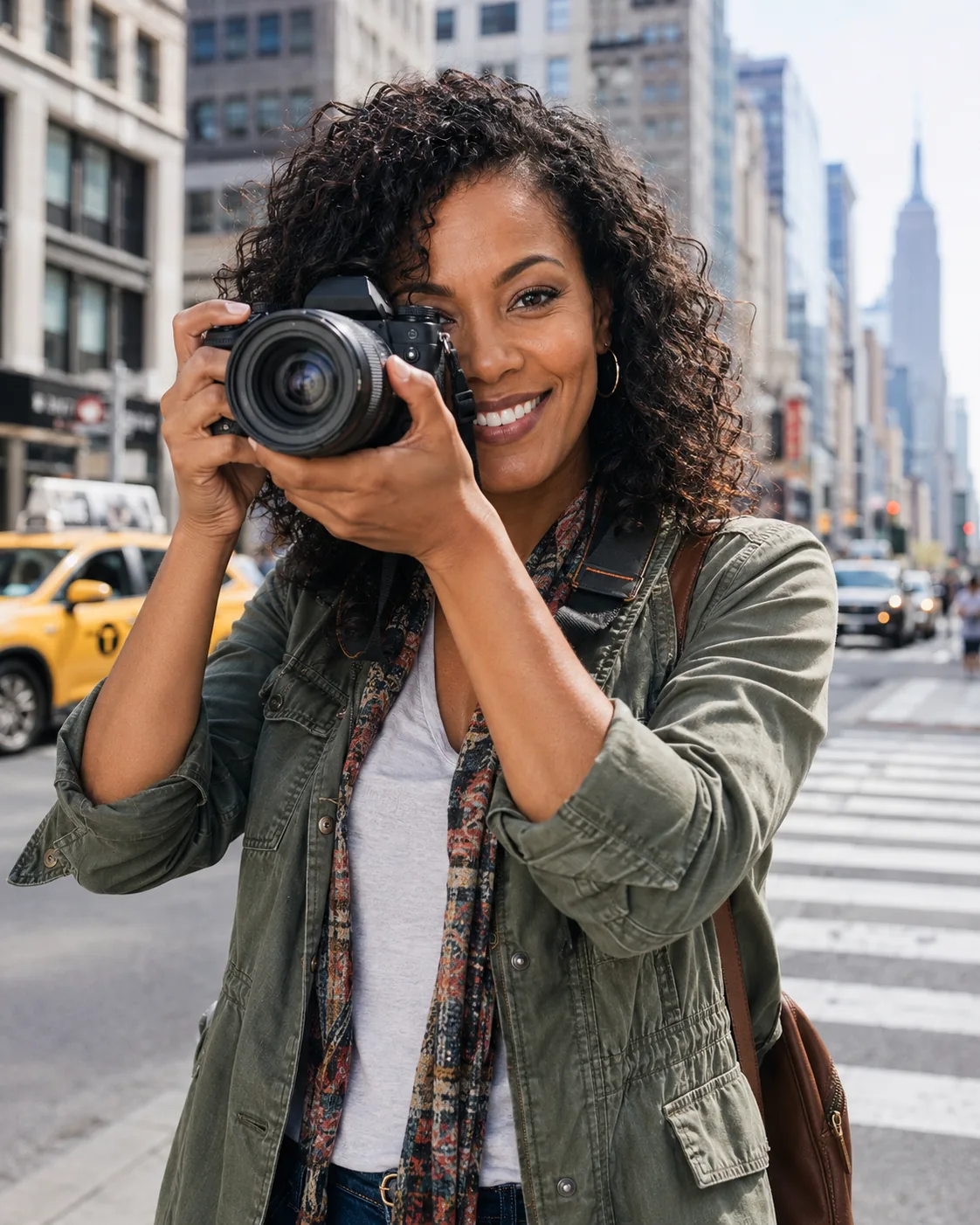 Carmen J. Moore taking photographs outdoors